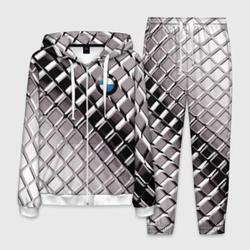 Мужской костюм 3D с принтом BMW в Екатеринбурге, 100% полиэстер | Манжеты и пояс оформлены тканевой резинкой, двухслойный капюшон со шнурком для регулировки, карманы спереди | bmw | metal | pattern | prestige | бмв | металл | престиж | узор