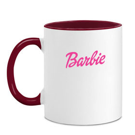 Кружка двухцветная с принтом Barbie в Екатеринбурге, керамика | объем — 330 мл, диаметр — 80 мм. Цветная ручка и кайма сверху, в некоторых цветах — вся внутренняя часть | Тематика изображения на принте: bad | barbie | bratz | girl | princess | team | барби | братц | девочка | дочка | дочь | кукла | куколка | лого | логотип | любимая | невеста | подружка | прекрасная
