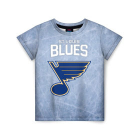 Детская футболка 3D с принтом St. Louis Blues в Екатеринбурге, 100% гипоаллергенный полиэфир | прямой крой, круглый вырез горловины, длина до линии бедер, чуть спущенное плечо, ткань немного тянется | Тематика изображения на принте: 