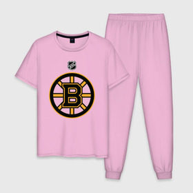 Мужская пижама хлопок с принтом Boston Bruins NHL в Екатеринбурге, 100% хлопок | брюки и футболка прямого кроя, без карманов, на брюках мягкая резинка на поясе и по низу штанин
 | boston | boston bruins | hockey | nhl | бостон | бостон брюинз | кубок стенли | нхл | спорт | хоккей | шайба