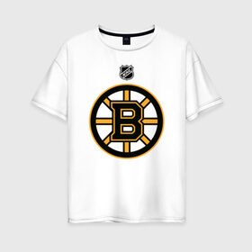 Женская футболка хлопок Oversize с принтом Boston Bruins NHL в Екатеринбурге, 100% хлопок | свободный крой, круглый ворот, спущенный рукав, длина до линии бедер
 | Тематика изображения на принте: boston | boston bruins | hockey | nhl | бостон | бостон брюинз | кубок стенли | нхл | спорт | хоккей | шайба