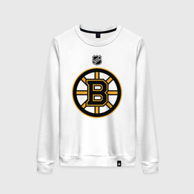 Женский свитшот хлопок с принтом Boston Bruins NHL в Екатеринбурге, 100% хлопок | прямой крой, круглый вырез, на манжетах и по низу широкая трикотажная резинка  | boston | boston bruins | hockey | nhl | бостон | бостон брюинз | кубок стенли | нхл | спорт | хоккей | шайба