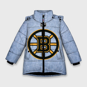 Зимняя куртка для девочек 3D с принтом Boston Bruins в Екатеринбурге, ткань верха — 100% полиэстер; подклад — 100% полиэстер, утеплитель — 100% полиэстер. | длина ниже бедра, удлиненная спинка, воротник стойка и отстегивающийся капюшон. Есть боковые карманы с листочкой на кнопках, утяжки по низу изделия и внутренний карман на молнии. 

Предусмотрены светоотражающий принт на спинке, радужный светоотражающий элемент на пуллере молнии и на резинке для утяжки. | boston | boston bruins | hockey | nhl | бостон | бостон брюинз | кубок стенли | нхл | спорт | хоккей | шайба