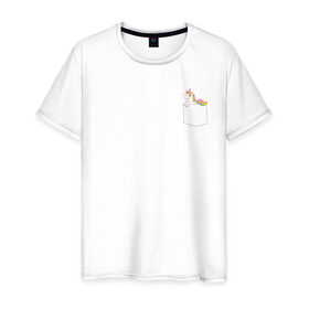 Мужская футболка хлопок с принтом Единорог в Екатеринбурге, 100% хлопок | прямой крой, круглый вырез горловины, длина до линии бедер, слегка спущенное плечо. | единорог | единорог купить | единорог рисунок | милые единороги | прикольный принт | принт на футболку | футболка с единорогом