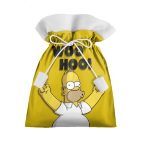 Подарочный 3D мешок с принтом HOMER - WOO HOO! в Екатеринбурге, 100% полиэстер | Размер: 29*39 см | bart | homer | lisa | the simpsons | барт | гомер | лиза | мэгги | симпсоны