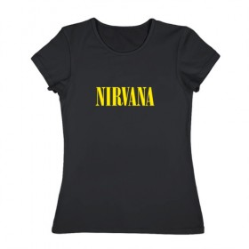 Женская футболка хлопок с принтом Nirvana в Екатеринбурге, 100% хлопок | прямой крой, круглый вырез горловины, длина до линии бедер, слегка спущенное плечо | kurt cobain | music | nirvana | rock | кобейн | курт | курт кобейн | музыка | нирвана | рок