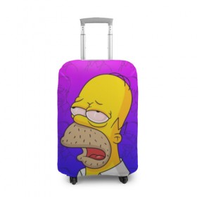 Чехол для чемодана 3D с принтом Уставший Гомер в Екатеринбурге, 86% полиэфир, 14% спандекс | двустороннее нанесение принта, прорези для ручек и колес | bart | gomer | simpson | simpsons | барт | гомер | лиза | симпсоны | усталость