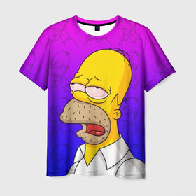 Мужская футболка 3D с принтом Уставший Гомер в Екатеринбурге, 100% полиэфир | прямой крой, круглый вырез горловины, длина до линии бедер | bart | gomer | simpson | simpsons | барт | гомер | лиза | симпсоны | усталость