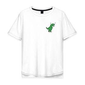 Мужская футболка хлопок Oversize с принтом Wtf dinosaur в Екатеринбурге, 100% хлопок | свободный крой, круглый ворот, “спинка” длиннее передней части | 