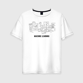 Женская футболка хлопок Oversize с принтом Machine learning в Екатеринбурге, 100% хлопок | свободный крой, круглый ворот, спущенный рукав, длина до линии бедер
 | ai | artificial intelligence | machine learning | машинное обучение