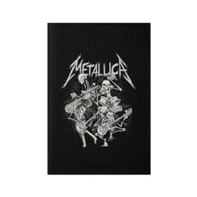 Обложка для паспорта матовая кожа с принтом Metallica в Екатеринбурге, натуральная матовая кожа | размер 19,3 х 13,7 см; прозрачные пластиковые крепления | album | black | concert | heavy | kirk | metal | metallica | music | rock | tolls | джеймс хэтфилд | кирк хэмметт | клифф бёртон | ларс ульрих | метал | металлика | трэш