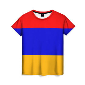 Женская футболка 3D с принтом Армения. Флаг. в Екатеринбурге, 100% полиэфир ( синтетическое хлопкоподобное полотно) | прямой крой, круглый вырез горловины, длина до линии бедер | армения | армянский | государство | знамя | кавказ | республика | символ | снг | ссср | страна | флаг