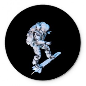 Коврик для мышки круглый с принтом Космонавт в Екатеринбурге, резина и полиэстер | круглая форма, изображение наносится на всю лицевую часть | astronaut | black | cool | man | skateboard | space | space suit | suit | астронавт | космонавт | космос | костюм | прикольный | скафандр | скейтборд | человек | черный