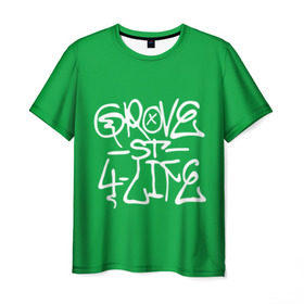 Мужская футболка 3D с принтом Грув стрит в Екатеринбурге, 100% полиэфир | прямой крой, круглый вырез горловины, длина до линии бедер | gta | gta sa | samp | банда грув стрит | граффити грув стрит | грув гта | грув стрит гта | гта