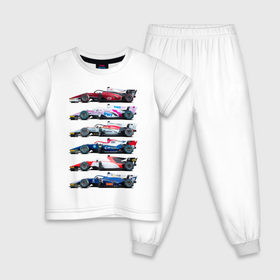 Детская пижама хлопок с принтом F1 Болиды 2 в Екатеринбурге, 100% хлопок |  брюки и футболка прямого кроя, без карманов, на брюках мягкая резинка на поясе и по низу штанин
 | f1 | f2 | авто | болид | болиды | гонки | формула 1