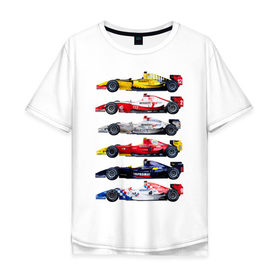 Мужская футболка хлопок Oversize с принтом F1 Болиды 3 в Екатеринбурге, 100% хлопок | свободный крой, круглый ворот, “спинка” длиннее передней части | f1 | f2 | авто | болид | болиды | гонки | формула 1