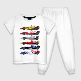 Детская пижама хлопок с принтом F1 Болиды 3 в Екатеринбурге, 100% хлопок |  брюки и футболка прямого кроя, без карманов, на брюках мягкая резинка на поясе и по низу штанин
 | f1 | f2 | авто | болид | болиды | гонки | формула 1