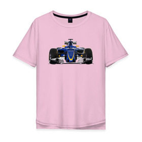 Мужская футболка хлопок Oversize с принтом Sauber F1 Team в Екатеринбурге, 100% хлопок | свободный крой, круглый ворот, “спинка” длиннее передней части | Тематика изображения на принте: f1. болид | авто | гонки | формула 1