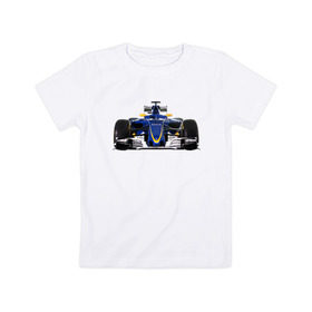 Детская футболка хлопок с принтом Sauber F1 Team в Екатеринбурге, 100% хлопок | круглый вырез горловины, полуприлегающий силуэт, длина до линии бедер | Тематика изображения на принте: f1. болид | авто | гонки | формула 1
