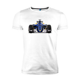 Мужская футболка премиум с принтом Sauber F1 Team в Екатеринбурге, 92% хлопок, 8% лайкра | приталенный силуэт, круглый вырез ворота, длина до линии бедра, короткий рукав | f1. болид | авто | гонки | формула 1