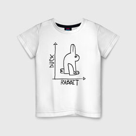 Детская футболка хлопок с принтом Утка. Кролик в Екатеринбурге, 100% хлопок | круглый вырез горловины, полуприлегающий силуэт, длина до линии бедер | алгебра | геометрия | животные | иллюзия | кролик | обман зрения | утка | юмор