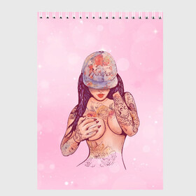 Скетчбук с принтом Sexy girl в Екатеринбурге, 100% бумага
 | 48 листов, плотность листов — 100 г/м2, плотность картонной обложки — 250 г/м2. Листы скреплены сверху удобной пружинной спиралью | девушка | летняя | тату | татуировки | тело | тянка