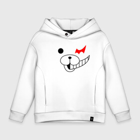 Детское худи Oversize хлопок с принтом MONOKUMA в Екатеринбурге, френч-терри — 70% хлопок, 30% полиэстер. Мягкий теплый начес внутри —100% хлопок | боковые карманы, эластичные манжеты и нижняя кромка, капюшон на магнитной кнопке | anime | bear | black  white | danganronpa | kurokuma | monodam | monokuma | monomi | monotaro | pink | rabbit | school | shirokuma | аниме | главарь | мoноми | монокума | черно белый | школа