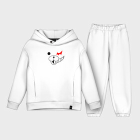 Детский костюм хлопок Oversize с принтом Monokuma части лица в Екатеринбурге,  |  | anime | bear | black  white | danganronpa | kurokuma | monodam | monokuma | monomi | monotaro | pink | rabbit | school | shirokuma | аниме | главарь | мoноми | монокума | черно белый | школа