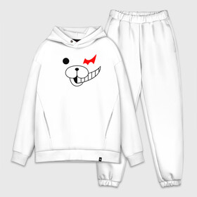 Мужской костюм хлопок OVERSIZE с принтом Monokuma части лица в Екатеринбурге,  |  | anime | bear | black  white | danganronpa | kurokuma | monodam | monokuma | monomi | monotaro | pink | rabbit | school | shirokuma | аниме | главарь | мoноми | монокума | черно белый | школа