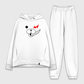 Женский костюм хлопок Oversize с принтом Monokuma части лица в Екатеринбурге,  |  | anime | bear | black  white | danganronpa | kurokuma | monodam | monokuma | monomi | monotaro | pink | rabbit | school | shirokuma | аниме | главарь | мoноми | монокума | черно белый | школа