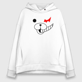 Женское худи Oversize хлопок с принтом MONOKUMA в Екатеринбурге, френч-терри — 70% хлопок, 30% полиэстер. Мягкий теплый начес внутри —100% хлопок | боковые карманы, эластичные манжеты и нижняя кромка, капюшон на магнитной кнопке | anime | bear | black  white | danganronpa | kurokuma | monodam | monokuma | monomi | monotaro | pink | rabbit | school | shirokuma | аниме | главарь | мoноми | монокума | черно белый | школа