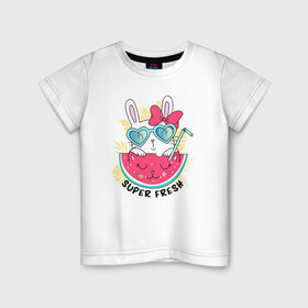 Детская футболка хлопок с принтом Лето в Екатеринбурге, 100% хлопок | круглый вырез горловины, полуприлегающий силуэт, длина до линии бедер | арбуз | женские | летние | лето