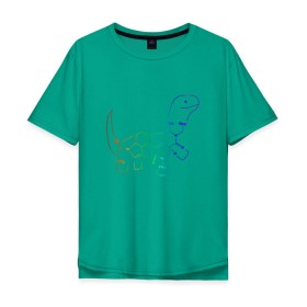 Мужская футболка хлопок Oversize с принтом ЛСДино в Екатеринбурге, 100% хлопок | свободный крой, круглый ворот, “спинка” длиннее передней части | динозавр | химик | химия