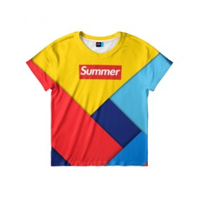 Детская футболка 3D с принтом Sunny summer в Екатеринбурге, 100% гипоаллергенный полиэфир | прямой крой, круглый вырез горловины, длина до линии бедер, чуть спущенное плечо, ткань немного тянется | 