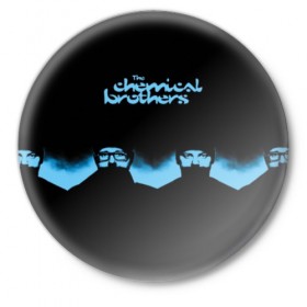 Значок с принтом The Chemical Brothers в Екатеринбурге,  металл | круглая форма, металлическая застежка в виде булавки | 