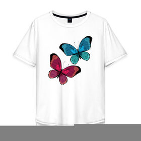 Мужская футболка хлопок Oversize с принтом Бабочки. в Екатеринбурге, 100% хлопок | свободный крой, круглый ворот, “спинка” длиннее передней части | бабочка | бабочки | животные | красота | насекомые | природа | яркий