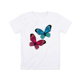 Детская футболка хлопок с принтом Бабочки. в Екатеринбурге, 100% хлопок | круглый вырез горловины, полуприлегающий силуэт, длина до линии бедер | бабочка | бабочки | животные | красота | насекомые | природа | яркий