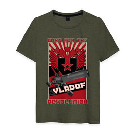 Мужская футболка хлопок с принтом VLADOF-GUNS FOR THE REVOLUTION в Екатеринбурге, 100% хлопок | прямой крой, круглый вырез горловины, длина до линии бедер, слегка спущенное плечо. | 
