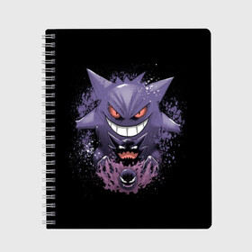 Тетрадь с принтом Pokemon Gengar Rubber в Екатеринбурге, 100% бумага | 48 листов, плотность листов — 60 г/м2, плотность картонной обложки — 250 г/м2. Листы скреплены сбоку удобной пружинной спиралью. Уголки страниц и обложки скругленные. Цвет линий — светло-серый
 | Тематика изображения на принте: battle | drawing | entei | go | legendary | lugia | metagross | nintendo | pikachu | pokemon | raikou | squirtle | zapdos | брок | бульбазавр | мисти | монстр | пикачу | покемон | эш