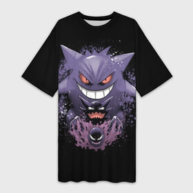 Платье-футболка 3D с принтом Pokemon Gengar Rubber в Екатеринбурге,  |  | Тематика изображения на принте: battle | drawing | entei | go | legendary | lugia | metagross | nintendo | pikachu | pokemon | raikou | squirtle | zapdos | брок | бульбазавр | мисти | монстр | пикачу | покемон | эш