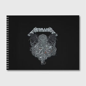 Альбом для рисования с принтом Metallica в Екатеринбурге, 100% бумага
 | матовая бумага, плотность 200 мг. | album | black | concert | heavy | kirk | metal | metallica | music | rock | tolls | джеймс хэтфилд | кирк хэмметт | клифф бёртон | ларс ульрих | метал | металлика | трэш