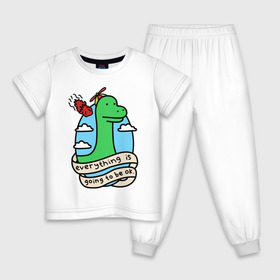 Детская пижама хлопок с принтом Dinosaur в Екатеринбурге, 100% хлопок |  брюки и футболка прямого кроя, без карманов, на брюках мягкая резинка на поясе и по низу штанин
 | дино | динозавр | метиорит