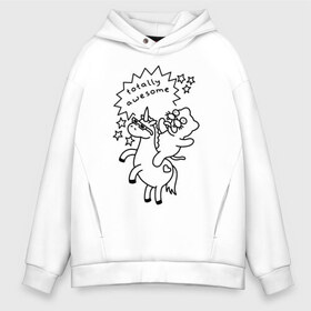 Мужское худи Oversize хлопок с принтом Awesome Unicorn в Екатеринбурге, френч-терри — 70% хлопок, 30% полиэстер. Мягкий теплый начес внутри —100% хлопок | боковые карманы, эластичные манжеты и нижняя кромка, капюшон на магнитной кнопке | Тематика изображения на принте: cat | citty | кот | кошак | кошара | кошка