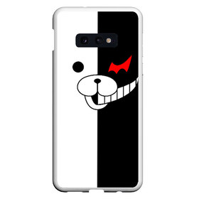 Чехол для Samsung S10E с принтом MONOKUMA (КАПЮШОН) в Екатеринбурге, Силикон | Область печати: задняя сторона чехла, без боковых панелей | anime | bear | black  white | danganronpa | kurokuma | monodam | monokuma | monomi | monotaro | pink | rabbit | school | shirokuma | аниме | главарь | мoноми | монокума | черно белый | школа