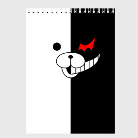 Скетчбук с принтом MONOKUMA (КАПЮШОН) | МОНОКУМА в Екатеринбурге, 100% бумага
 | 48 листов, плотность листов — 100 г/м2, плотность картонной обложки — 250 г/м2. Листы скреплены сверху удобной пружинной спиралью | anime | bear | black  white | danganronpa | kurokuma | monodam | monokuma | monomi | monotaro | pink | rabbit | school | shirokuma | аниме | главарь | мoноми | монокума | черно белый | школа