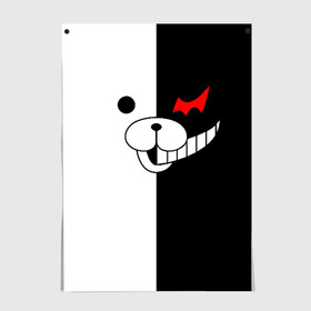 Постер с принтом MONOKUMA (КАПЮШОН) | МОНОКУМА в Екатеринбурге, 100% бумага
 | бумага, плотность 150 мг. Матовая, но за счет высокого коэффициента гладкости имеет небольшой блеск и дает на свету блики, но в отличии от глянцевой бумаги не покрыта лаком | Тематика изображения на принте: anime | bear | black  white | danganronpa | kurokuma | monodam | monokuma | monomi | monotaro | pink | rabbit | school | shirokuma | аниме | главарь | мoноми | монокума | черно белый | школа