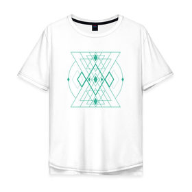 Мужская футболка хлопок Oversize с принтом Мужество сакрала в Екатеринбурге, 100% хлопок | свободный крой, круглый ворот, “спинка” длиннее передней части | fractal | sacral | сакрал | сакральная геометрия | тетрайдер | треугольник | узоры | фракталы