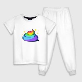 Детская пижама хлопок с принтом Какашка в Екатеринбурге, 100% хлопок |  брюки и футболка прямого кроя, без карманов, на брюках мягкая резинка на поясе и по низу штанин
 | арт | единорог | красиво | радуга | рисунок | смешно | цветная | юмор