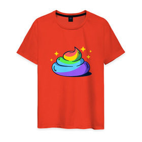 Мужская футболка хлопок с принтом Какашка в Екатеринбурге, 100% хлопок | прямой крой, круглый вырез горловины, длина до линии бедер, слегка спущенное плечо. | арт | единорог | красиво | радуга | рисунок | смешно | цветная | юмор