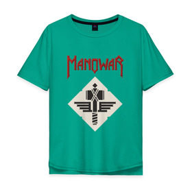 Мужская футболка хлопок Oversize с принтом Manowar в Екатеринбурге, 100% хлопок | свободный крой, круглый ворот, “спинка” длиннее передней части | американская | группа | карл кэнеди | метал | скандинавская мифология | хеви | эрик адамс